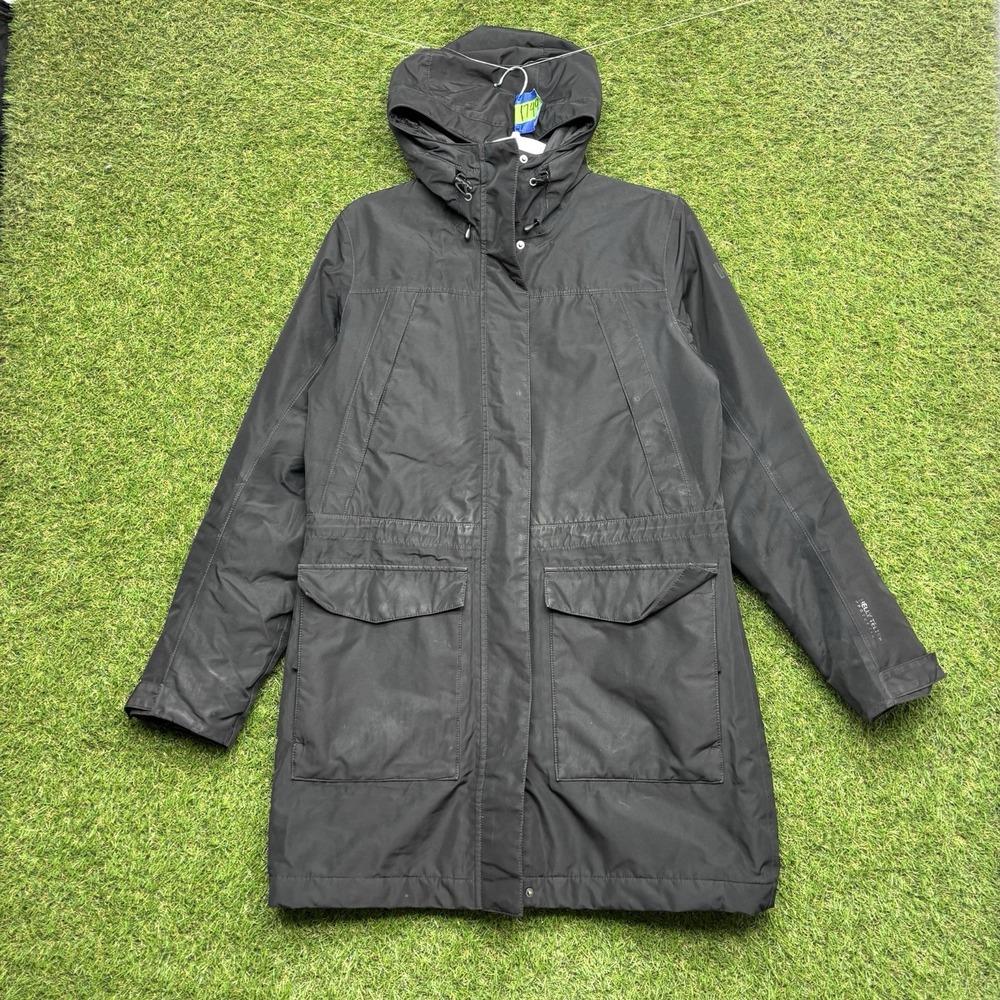 Helly Hansen Jacket Womens Medium Black Hooded Long Primaloft Outdoor Zip Up